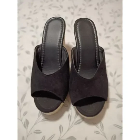 Women's Black High Wedge Shoes Size 8 - Picture 3 of 6